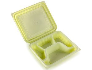 禧宏 一次性餐盒 四格打包盒 一次性环保餐盒 一次性外卖盒 四格连体盒 一次性塑料餐盒 (100套)-厨具-亚马逊中国
